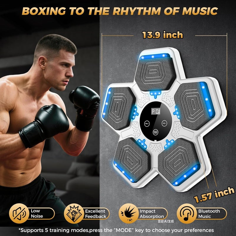 LOLBOX 2025 Music Boxing Machine for Adults and Kids, Smart Interactive Boxing Training Equipment with Gloves Wall Mounted, Workout Punching Machine for Home,Office and Gym - Image 2